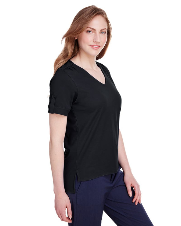 Devon & Jones DG20WB - Ladies CrownLux Performance Plaited Rolled-Sleeve Top