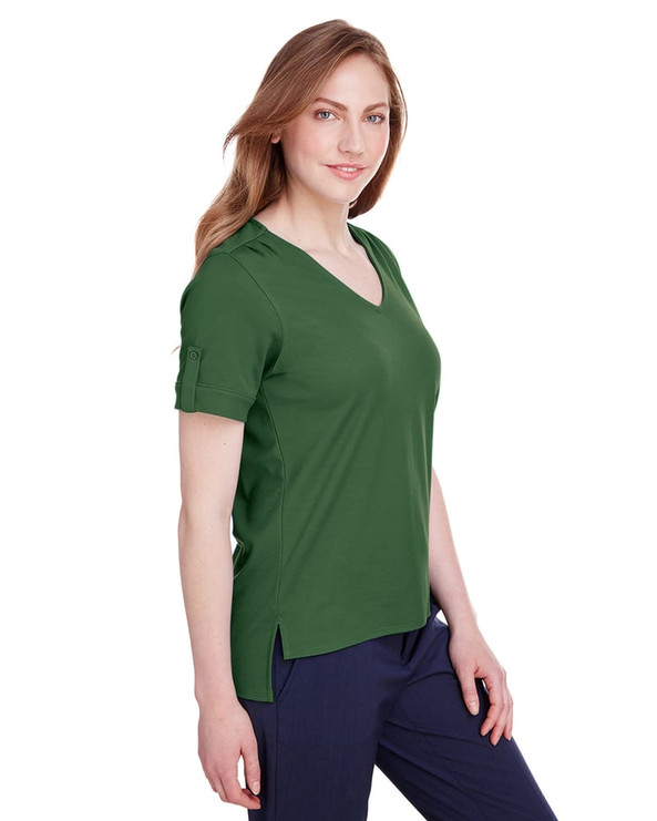 Devon & Jones DG20WB - Ladies CrownLux Performance Plaited Rolled-Sleeve Top