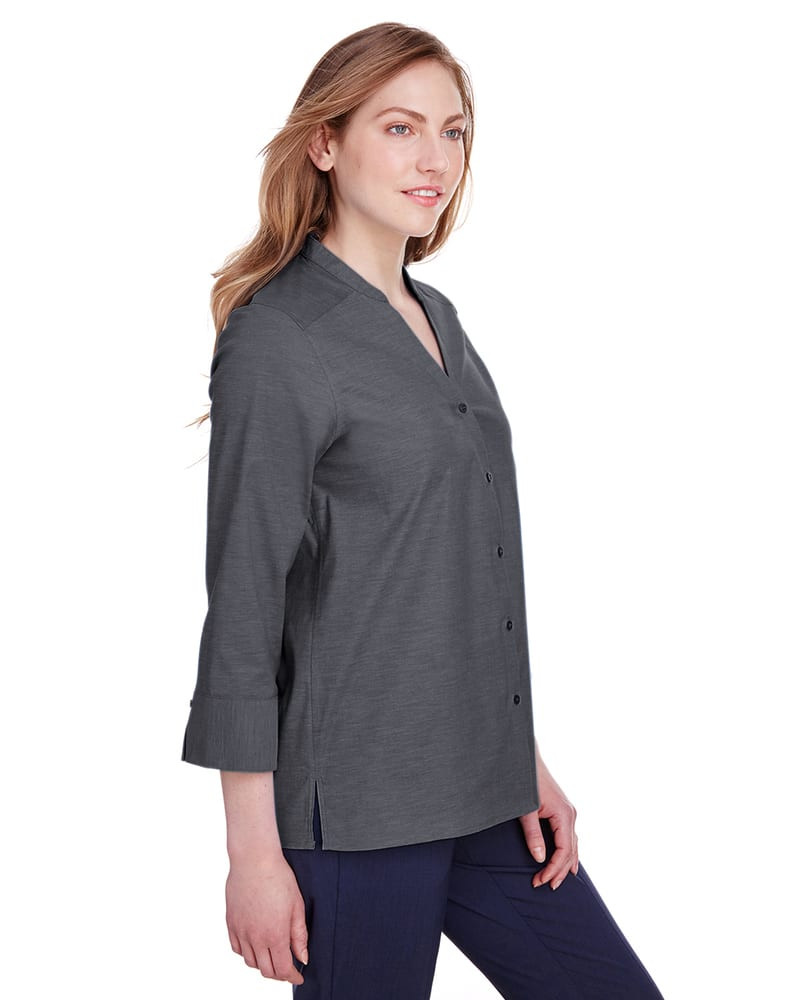 Devon & Jones DG562W - Ladies Crown Collection Stretch Pinpoint Chambray 3/4 Sleeve Blouse