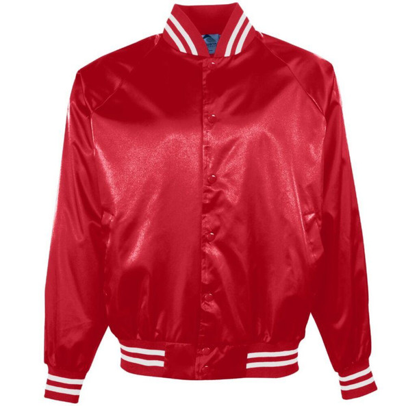 Augusta Sportswear 3610 - Chaqueta de béisbol de satén con ribete de rayas