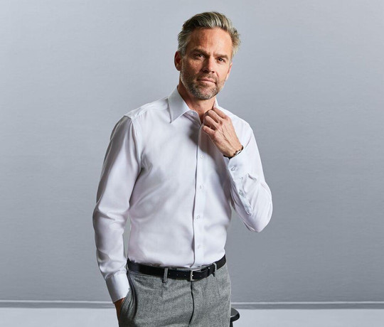RUSSELL COLLECTION JZ958 - MEN'S LONG SLEEVE TAILORED ULTIMATE NON-IRON SHIRT