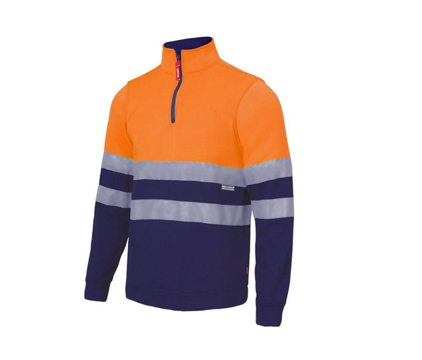 VELILLA V5701 - SWEAT COL ZIPPE BICOLORE HAUTE VISIBILITÉ
