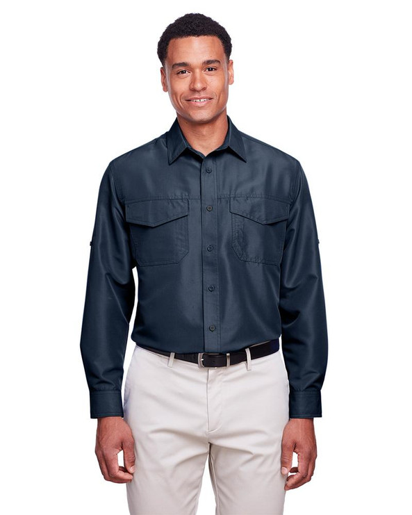 Harriton M580L - Chemise d'état-major de performance à manches longues Key West pour hommes