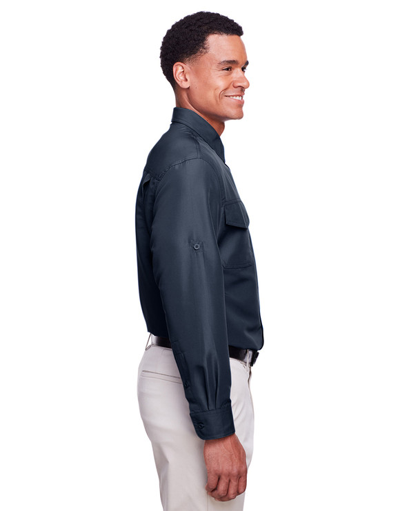 Harriton M580L - Chemise d'état-major de performance à manches longues Key West pour hommes