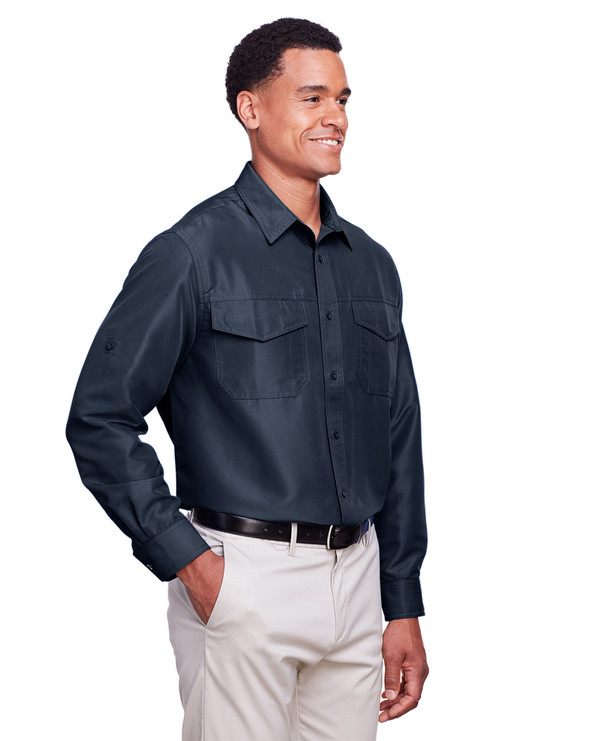 Harriton M580L - Chemise d'état-major de performance à manches longues Key West pour hommes