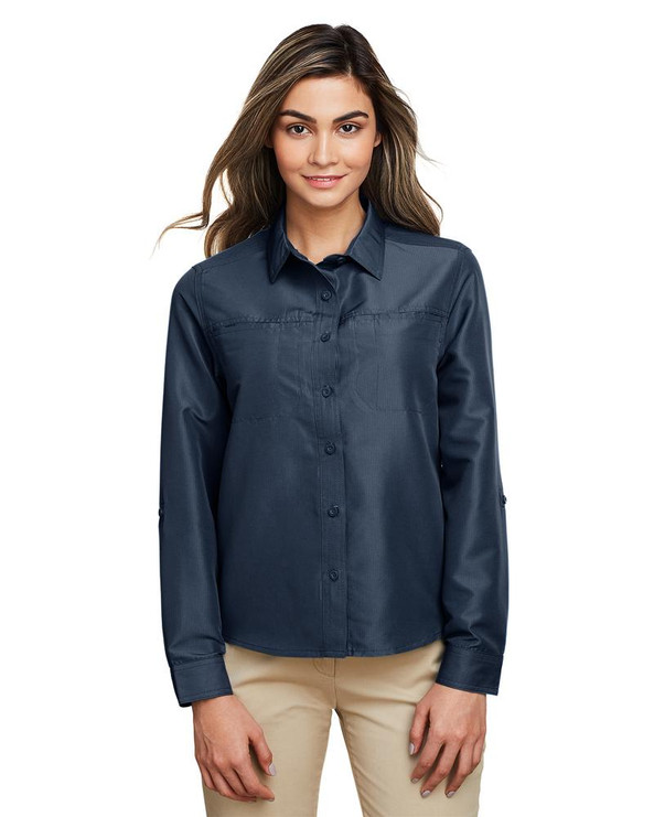 Harriton M580LW - Chemise d'état-major de performance à manches longues Key West pour dames
