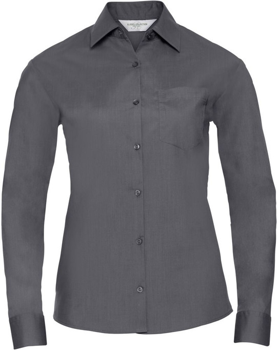 Russell Collection R934F - Ladies Poplin Shirts Long Sleeve 110gm