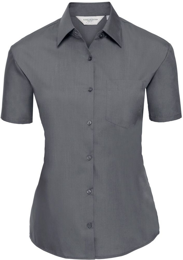 Russell Collection R935F - Ladies Poplin Shirts Short Sleeve 110gm