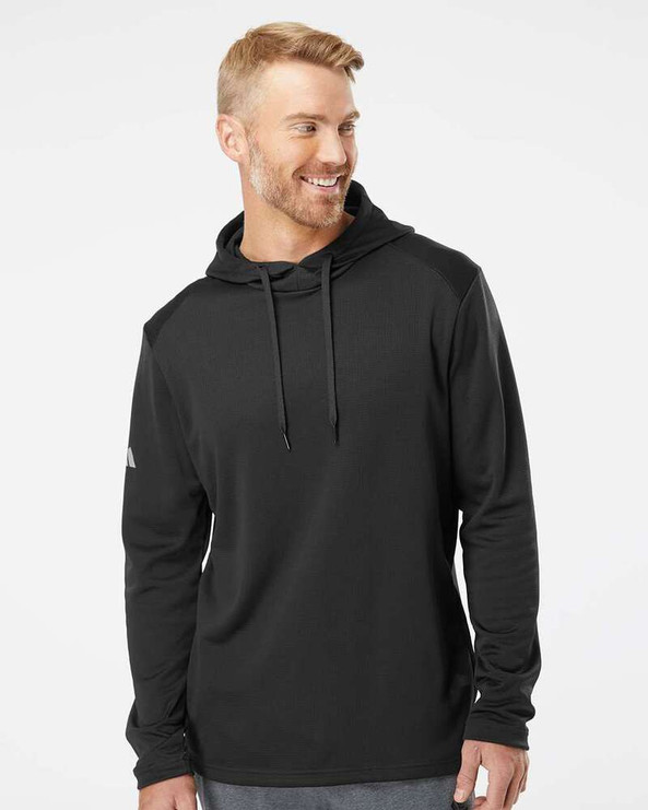 Adidas A530 - Textured Mixed Media Hooded Sweatshirt
