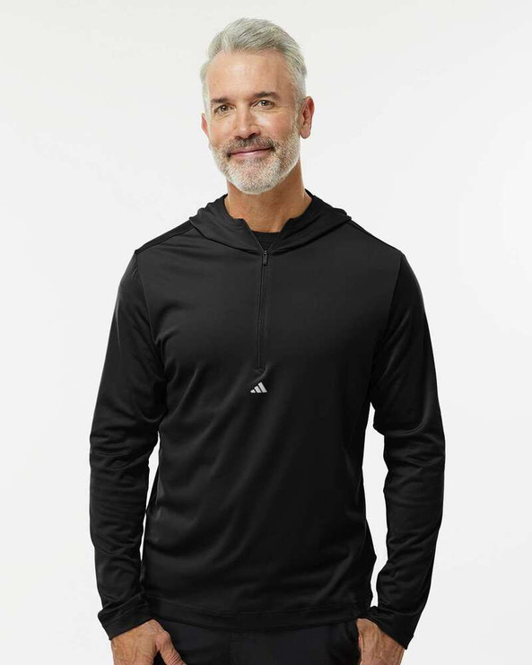 Adidas A596 - Pullover à capuche léger et performant à quart de tour et à capuche