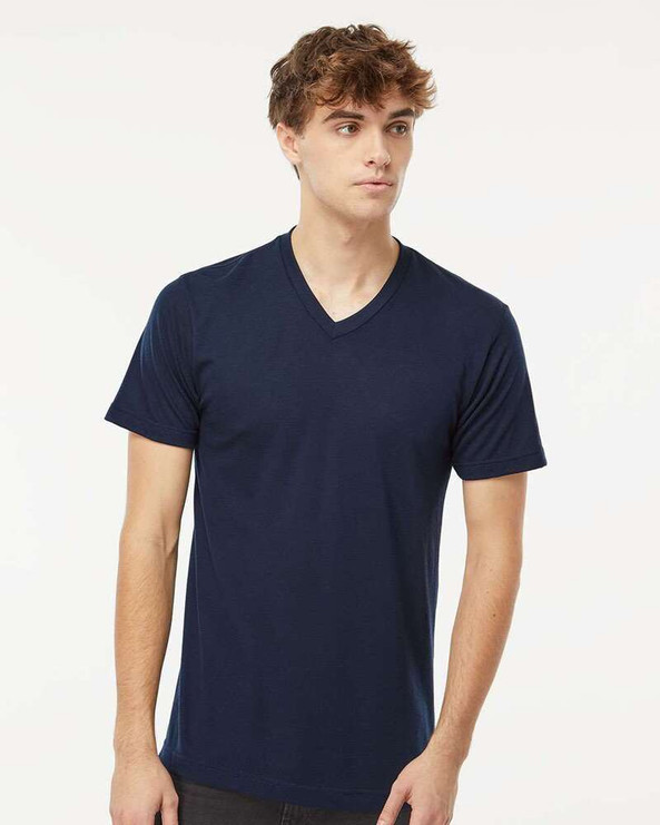 M&O 3543 - T-shirt à col en V en mélange de luxe