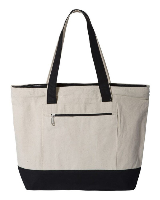 Q-Tees Q1300 - Sac fourre-tout en toile à fermeture éclair