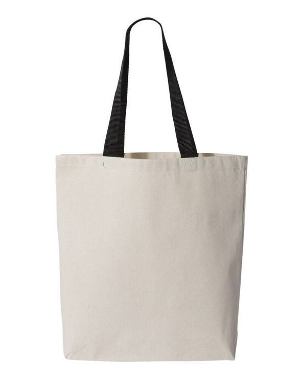 Q-Tees Q4400 - Promotional Tote with Bottom Gusset and Colored Handles