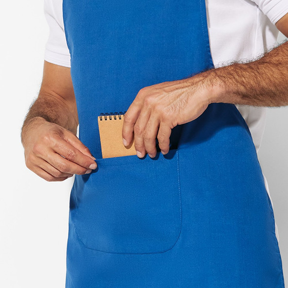 EgotierPro DE9129 - DUCASSE Long apron with double front pocket and matching tie-straps