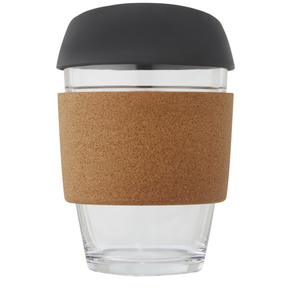 PF Concept 100665 - Lidan 360 ml borosilicate glass tumbler with cork grip and silicone lid
