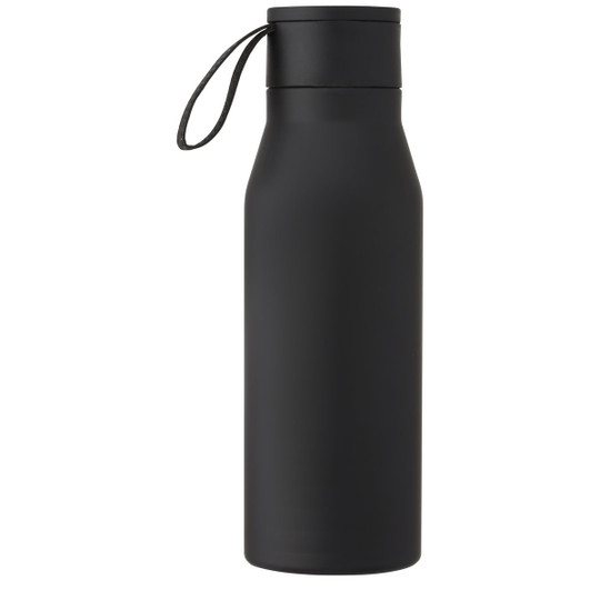 PF Concept 100668 - Ljungan 500 ml copper vacuum insulated stainless steel bottle with PU leather strap and lid