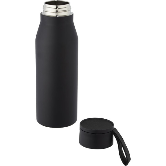 PF Concept 100668 - Ljungan 500 ml copper vacuum insulated stainless steel bottle with PU leather strap and lid