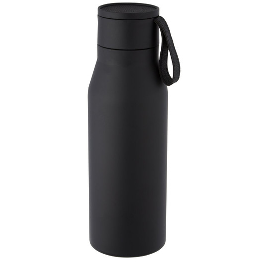 PF Concept 100668 - Ljungan 500 ml copper vacuum insulated stainless steel bottle with PU leather strap and lid