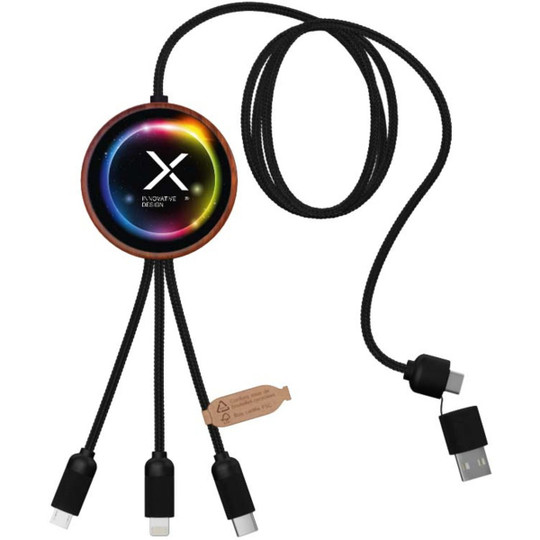 SCX.design 2PX073 - C40 kabel ładujący z podświetlanym logo 5-w-1 rPET i z podkładką ładującą 10 W
