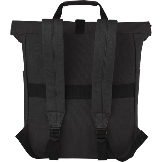 PF Concept 120678 - Sac à dos pour ordinateur portable Joey de 15 L en toile recyclée GRS 15 pouces avec dessus enroulable