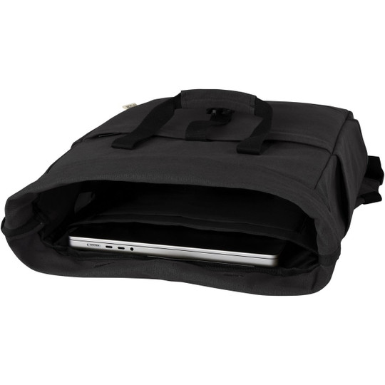 PF Concept 120678 - Sac à dos pour ordinateur portable Joey de 15 L en toile recyclée GRS 15 pouces avec dessus enroulable