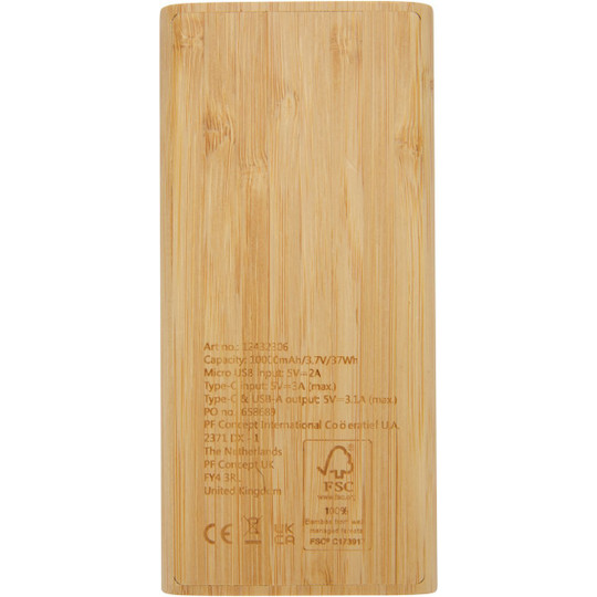 PF Concept 124323 - Powerbank Tulda o pojemności 10,000 mAh wykonany z bambusa