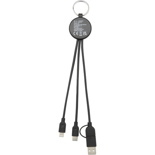 PF Concept 124325 - Tecta 6-in-1 recycled plastic/bamboo charging cable with keyring