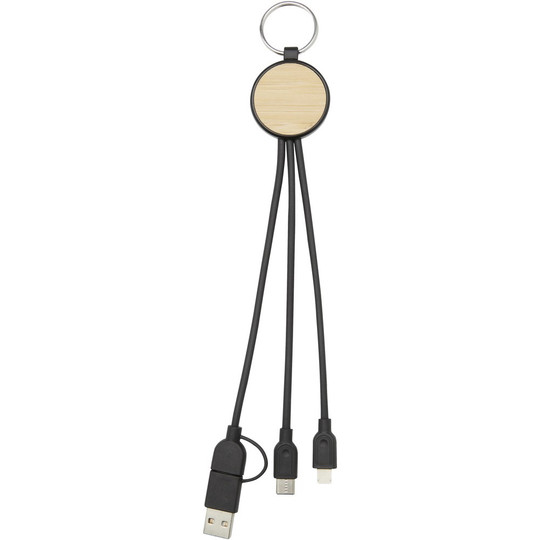 PF Concept 124325 - Nabíjecí kabel z recyklovaného plastu/bambusu 6 v 1 s kroužkem na klíče Tecta