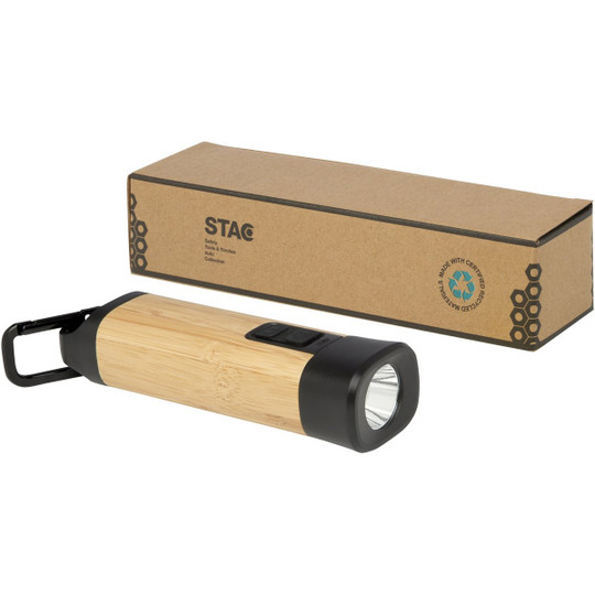 STAC 104570 - Kuma bamboo/RCS recycled plastic torch with carabiner