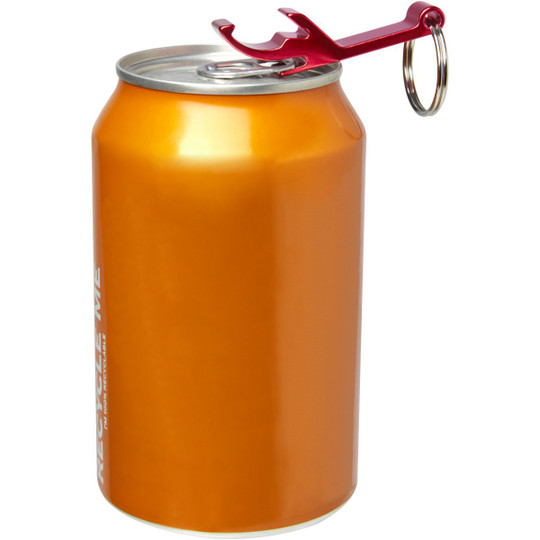 PF Concept 104571 - Ouvre-bouteille et canette Tao en aluminium recyclé certifié RCS avec porte-clés