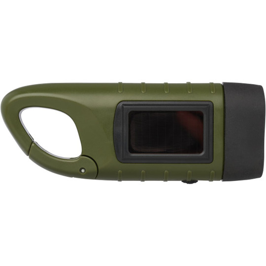 STAC 104575 - Helios recycled plastic solar dynamo flashlight with carabiner