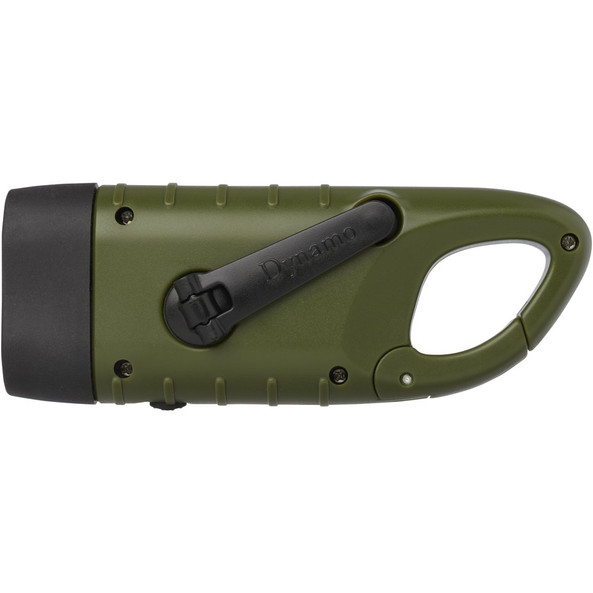 STAC 104575 - Helios recycled plastic solar dynamo flashlight with carabiner