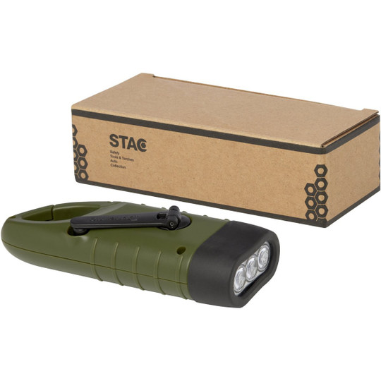 STAC 104575 - Helios recycled plastic solar dynamo flashlight with carabiner