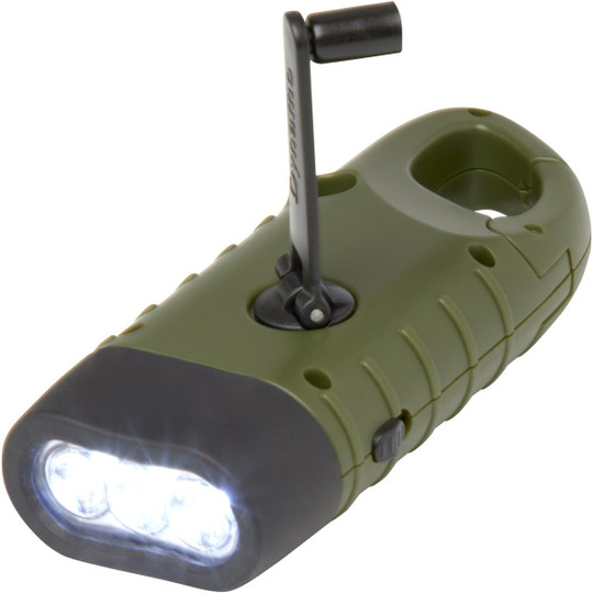 STAC 104575 - Helios recycled plastic solar dynamo flashlight with carabiner