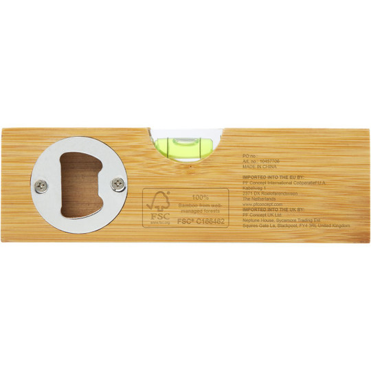 STAC 104577 - Flush Wasserwaage aus Bambus mit Flaschenöffner