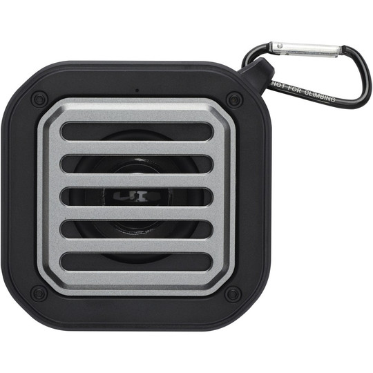 PF Concept 124347 - Solo 3W IPX5 RCS recycled plastic solar Bluetooth® speaker with carabiner