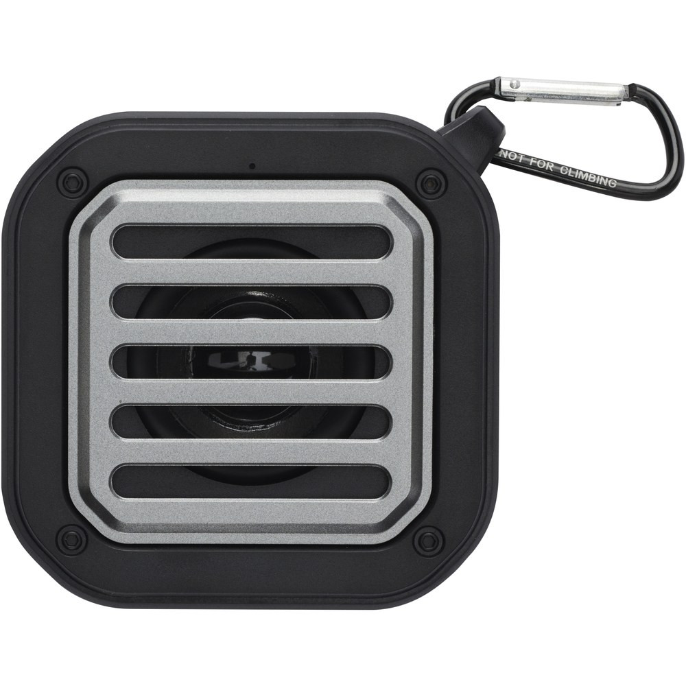 PF Concept 124347 - Solo IPX5 Bluetooth® speaker op zonne-energie van 3 W van RCS gerecycled plastic met karabijnhaak