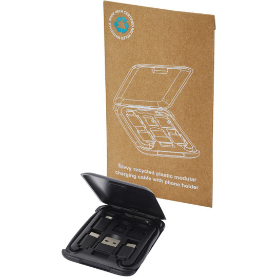 PF Concept 124361 - Savvy recyceltes modulares Ladekabel mit Telefonhalterung