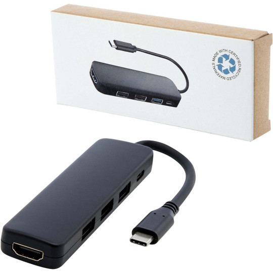 PF Concept 124368 - Loop RCS recycled plastic multimedia adapter USB 2.0-3.0 with HDMI port
