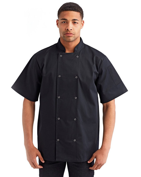 Artisan Collection by Reprime RP664 - Unisex Studded Front Short-Sleeve Chef's Jacket