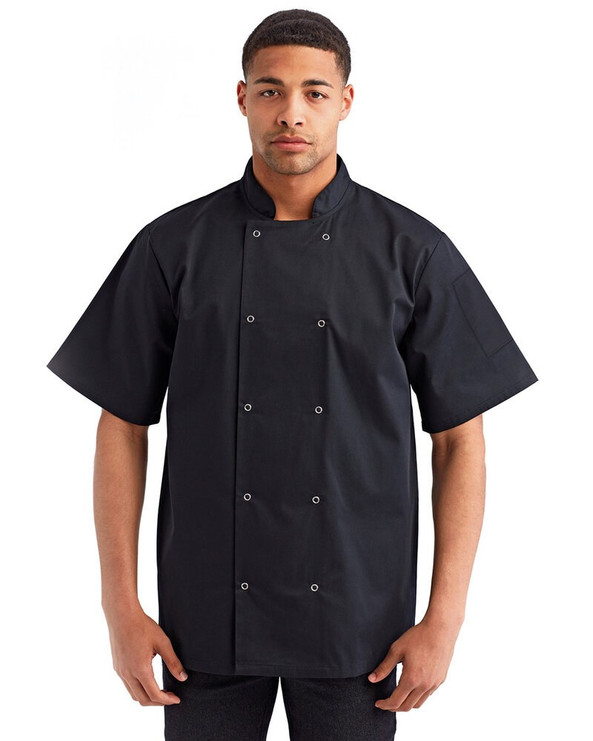 Artisan Collection by Reprime RP664 - Unisex Studded Front Short-Sleeve Chef's Jacket