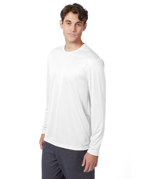Hanes 482L - Camiseta de manga larga de alto rendimiento Cool DRI® con FreshIQ para adulto