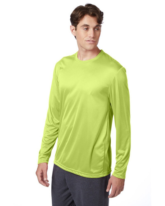 Hanes 482L - Camiseta de manga larga de alto rendimiento Cool DRI® con FreshIQ para adulto