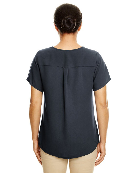 Devon & Jones DP612W - Blusa de crepé de manga corta para mujer Perfect Fit