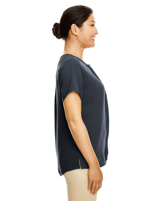 Devon & Jones DP612W - Blusa de crepé de manga corta para mujer Perfect Fit