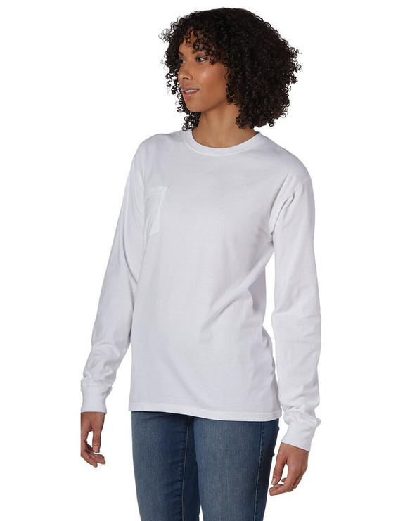 ComfortWash by Hanes GDH250 - Camiseta unisex de manga larga teñida con bolsillo