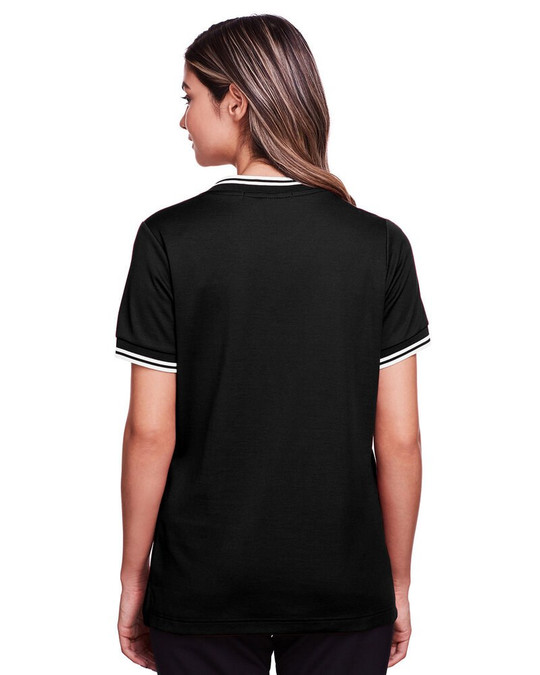 Devon & Jones DG20CW - CrownLux Performance® Ladies Plaited Tipped V-Neck Top