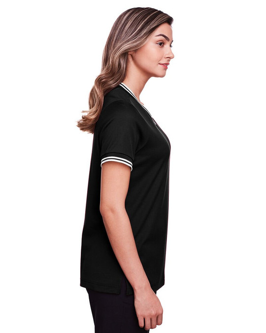 Devon & Jones DG20CW - CrownLux Performance® Ladies Plaited Tipped V-Neck Top
