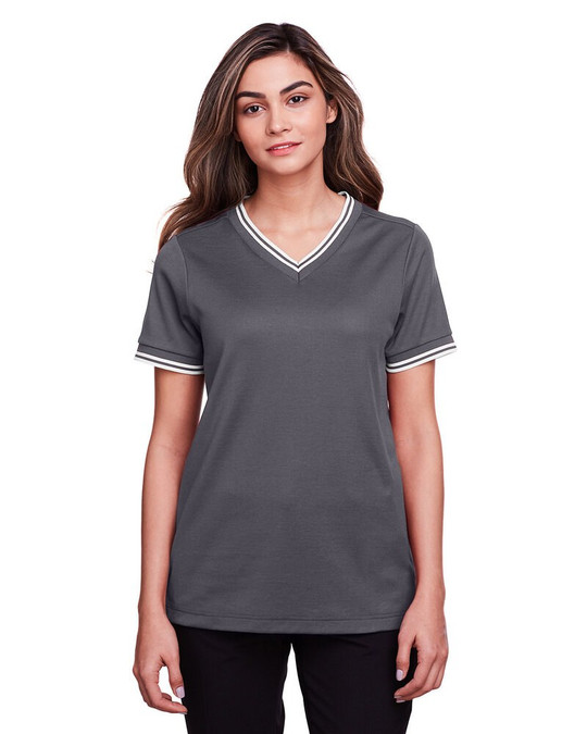 Devon & Jones DG20CW - CrownLux Performance® Top de mujer con cuello en V trenzado