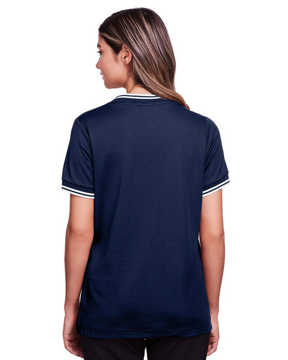 Devon & Jones DG20CW - CrownLux Performance® Ladies Plaited Tipped V-Neck Top